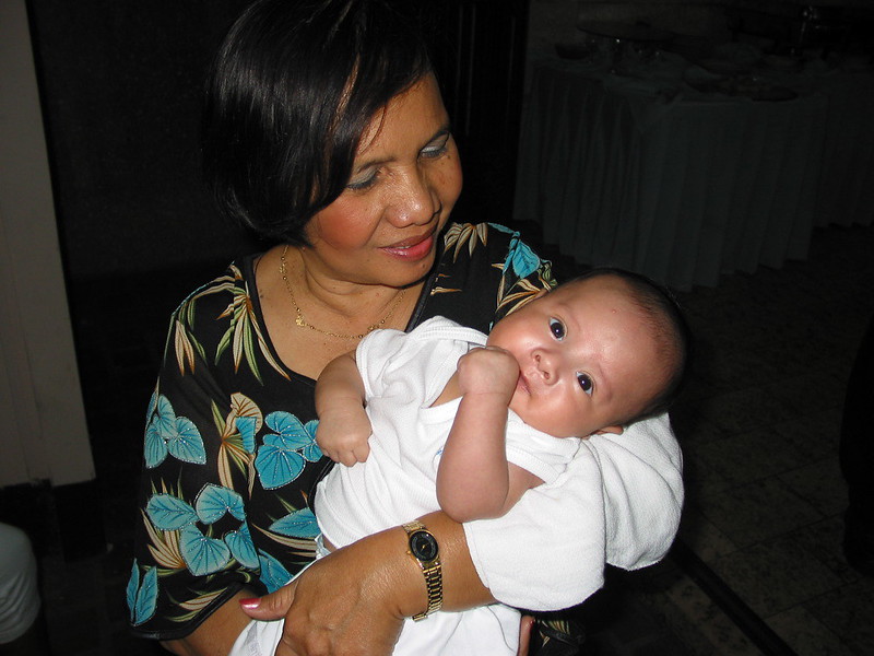 Woman holding a baby